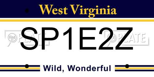 SP1E2Z West Virginia License Plate