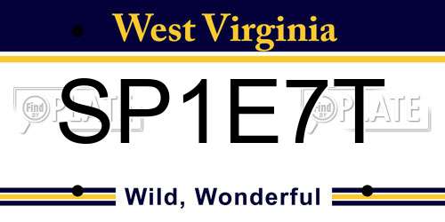SP1E7T West Virginia License Plate