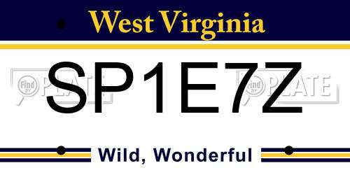 SP1E7Z West Virginia License Plate