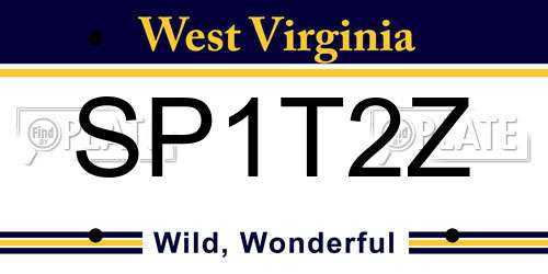 SP1T2Z West Virginia License Plate