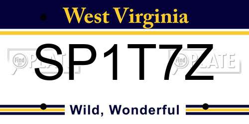 SP1T7Z West Virginia License Plate