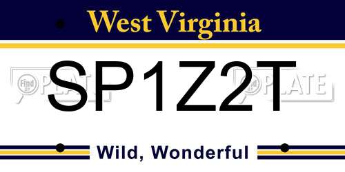SP1Z2T West Virginia License Plate