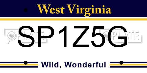 SP1Z5G West Virginia License Plate