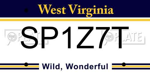 SP1Z7T West Virginia License Plate
