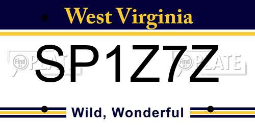 SP1Z7Z West Virginia License Plate