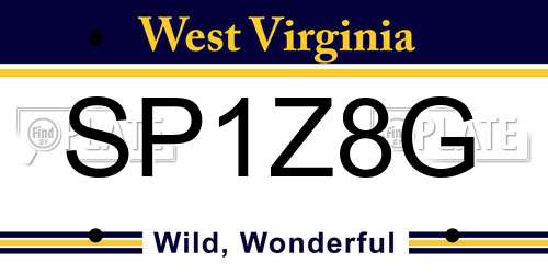 SP1Z8G West Virginia License Plate