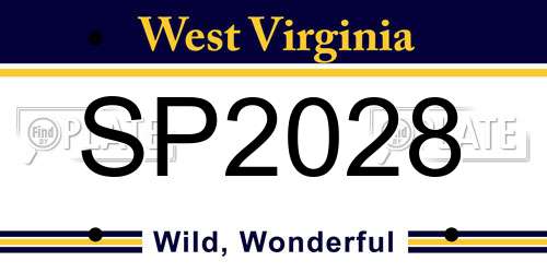 SP2028 West Virginia License Plate