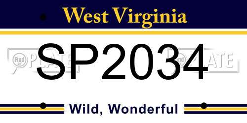 SP2034 West Virginia License Plate