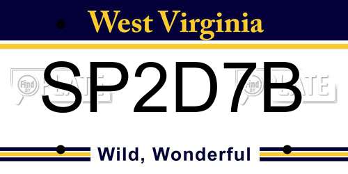 SP2D7B West Virginia License Plate