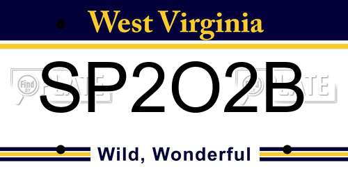 SP2O2B West Virginia License Plate