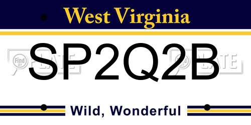SP2Q2B West Virginia License Plate