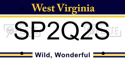 SP2Q2S West Virginia License Plate
