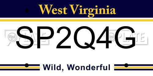 SP2Q4G West Virginia License Plate