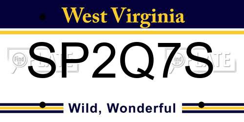 SP2Q7S West Virginia License Plate