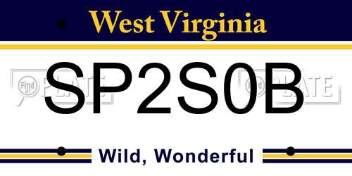 SP2S0B West Virginia License Plate