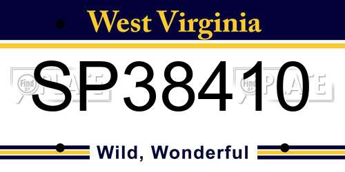 SP38410 West Virginia License Plate
