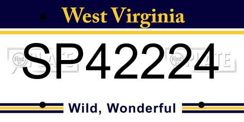 SP42224 West Virginia License Plate
