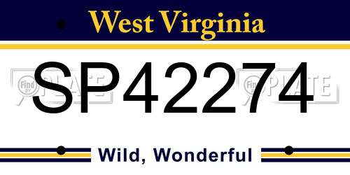 SP42274 West Virginia License Plate