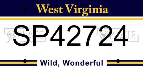 SP42724 West Virginia License Plate