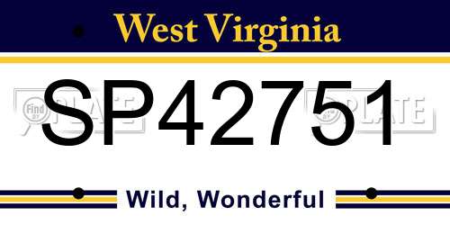 SP42751 West Virginia License Plate