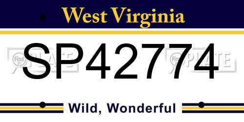 SP42774 West Virginia License Plate