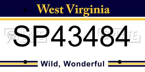SP43484 West Virginia License Plate