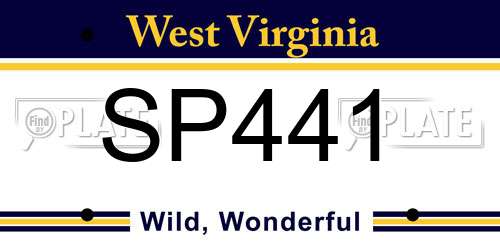 SP441 West Virginia License Plate