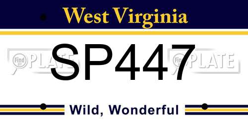 SP447 West Virginia License Plate