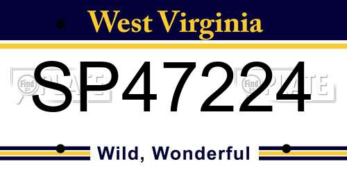 SP47224 West Virginia License Plate