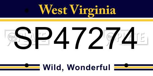 SP47274 West Virginia License Plate