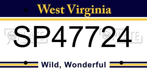 SP47724 West Virginia License Plate