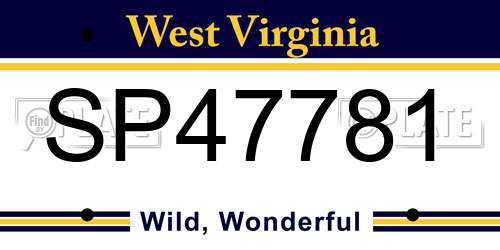 SP47781 West Virginia License Plate