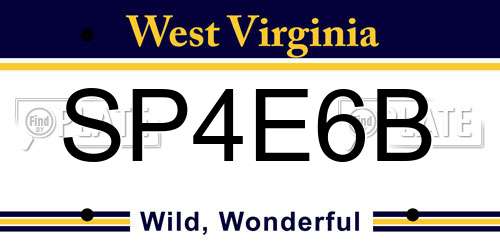 SP4E6B West Virginia License Plate