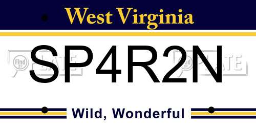 SP4R2N West Virginia License Plate