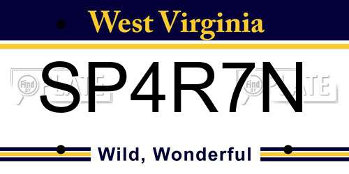 SP4R7N West Virginia License Plate