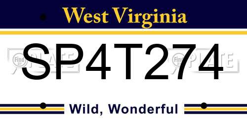 SP4T274 West Virginia License Plate