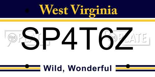 SP4T6Z West Virginia License Plate