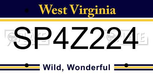 SP4Z224 West Virginia License Plate