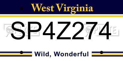 SP4Z274 West Virginia License Plate