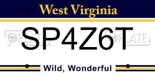 SP4Z6T West Virginia License Plate