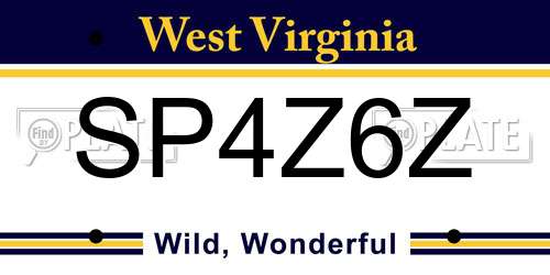 SP4Z6Z West Virginia License Plate