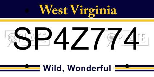 SP4Z774 West Virginia License Plate
