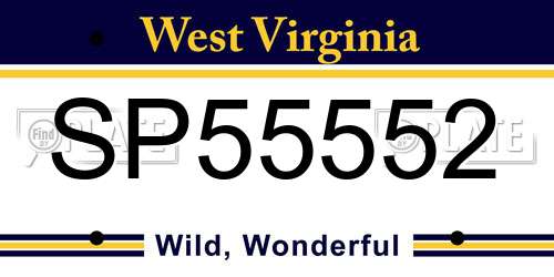 SP55552 West Virginia License Plate