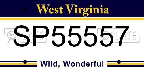 SP55557 West Virginia License Plate