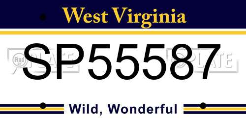 SP55587 West Virginia License Plate