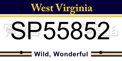 SP55852 West Virginia License Plate