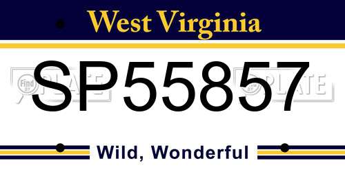 SP55857 West Virginia License Plate