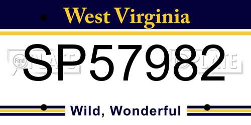 SP57982 West Virginia License Plate