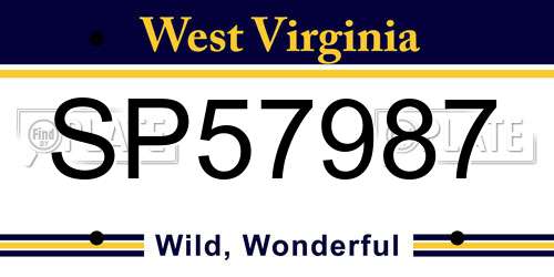 SP57987 West Virginia License Plate