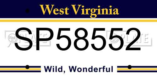 SP58552 West Virginia License Plate